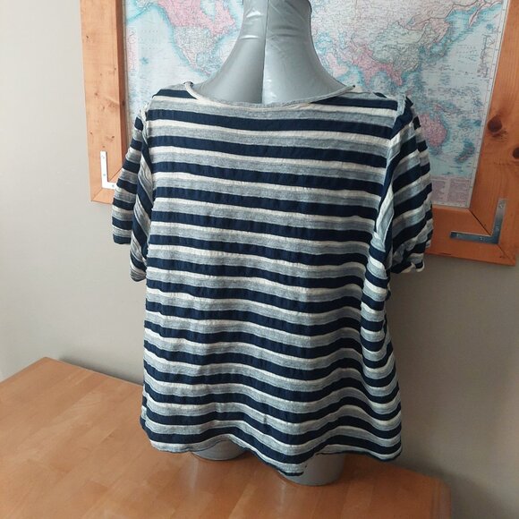 BloomChic Plus Size Navy Grey and Cream Striped Top Size 22-24 - Picture 6 of 11